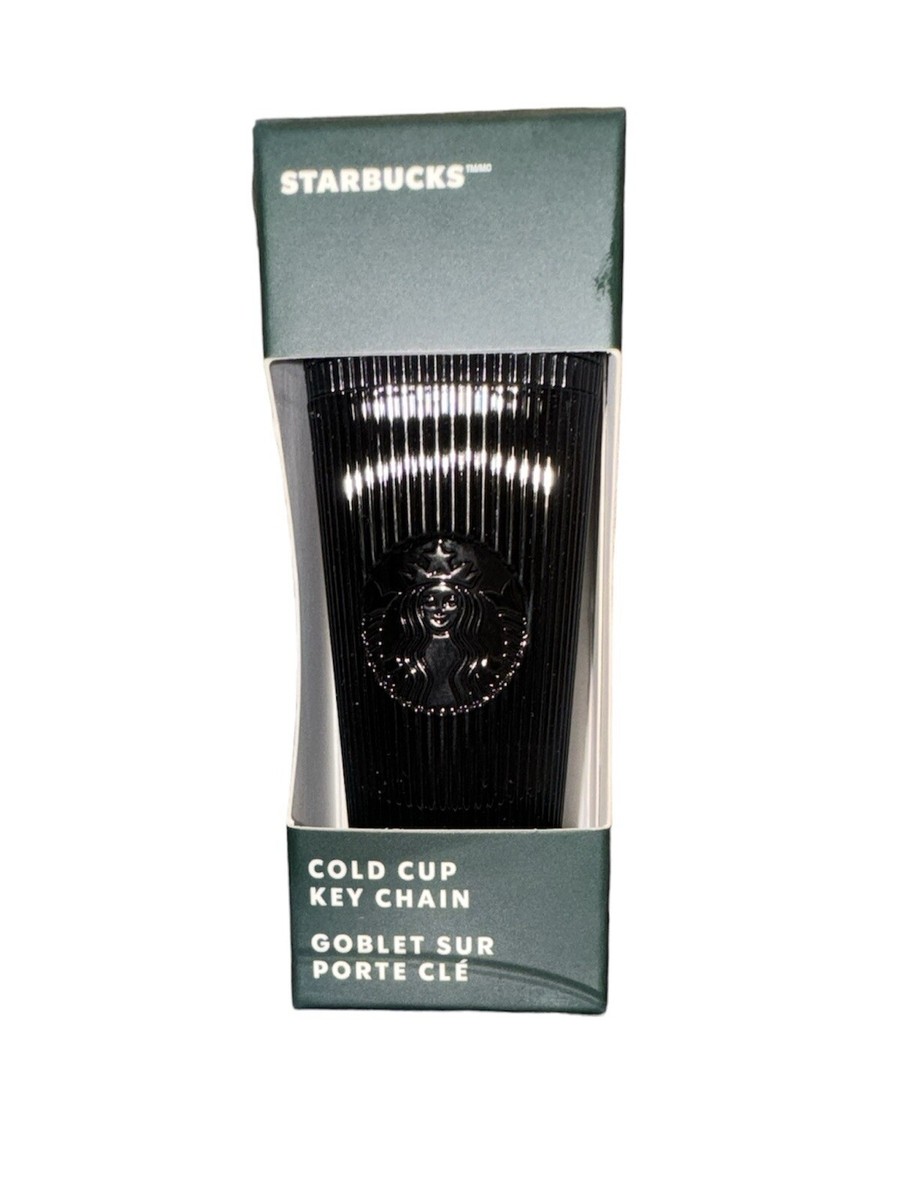 2024 Starbucks Shiny Black Pleated Mini Cold Cup Keychain