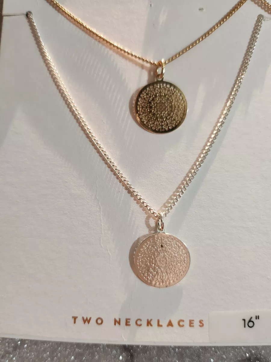 Lauren Conrad Silver Tone and Gold Tone Filigree Disc Pendant
