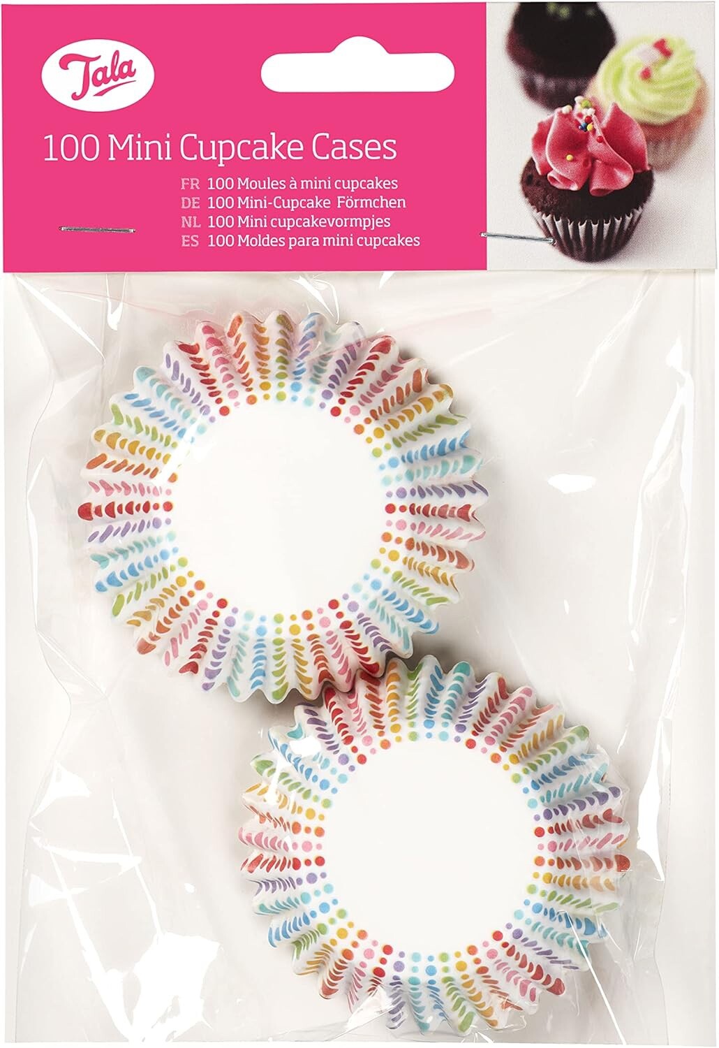 100x Tala Mini Cupcake Fairy Cake Baking Disposable Cases Celebrations - Rainbow
