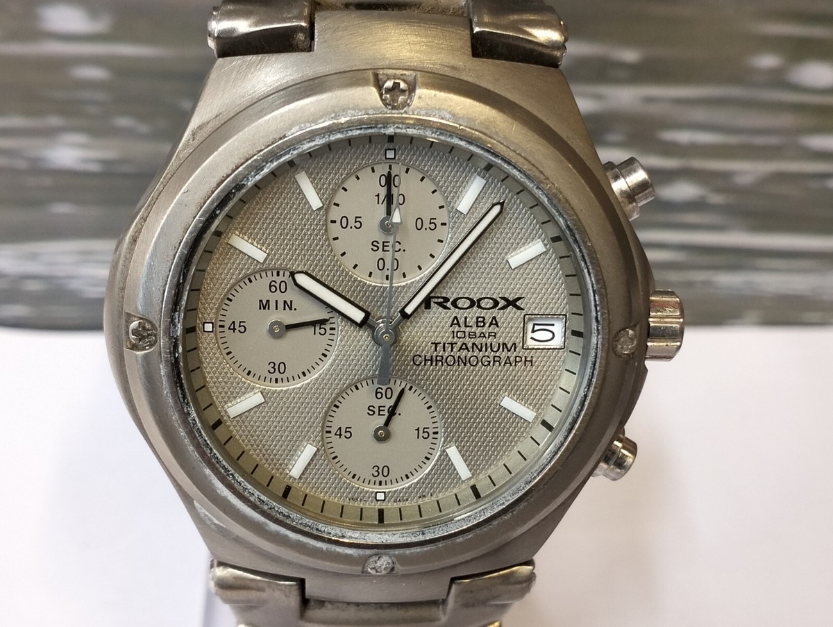 ALBA ROOX CHRONOGRAPH TITANIUM QUARTZ V657-0A90 JAPAN MEN'S FULL