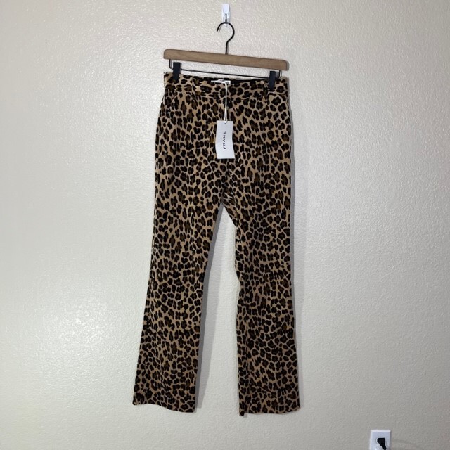 MARCO Pantalones de Mujer Talla 2 Leopardo Terciopelo Mini Botas Pantalones Cintura Alta $428