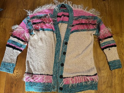 Minkpink shaggy multicoloured and multitextured cardigan, M