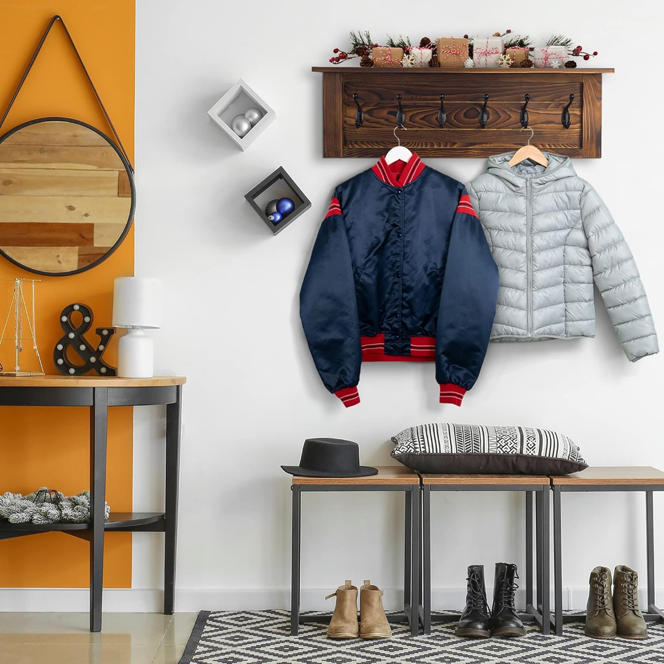 KIBAGA Decorative Coat Rack for Wall Mount Large Hanger with Shelf