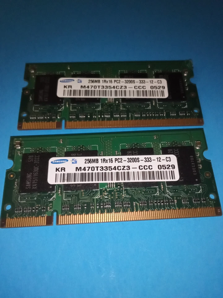 2 SAMSUNG 256MB LAPTOP MEMORY Sticks RAM PC2-3200S 333mHz SO-DIMM - Image 2 of 3