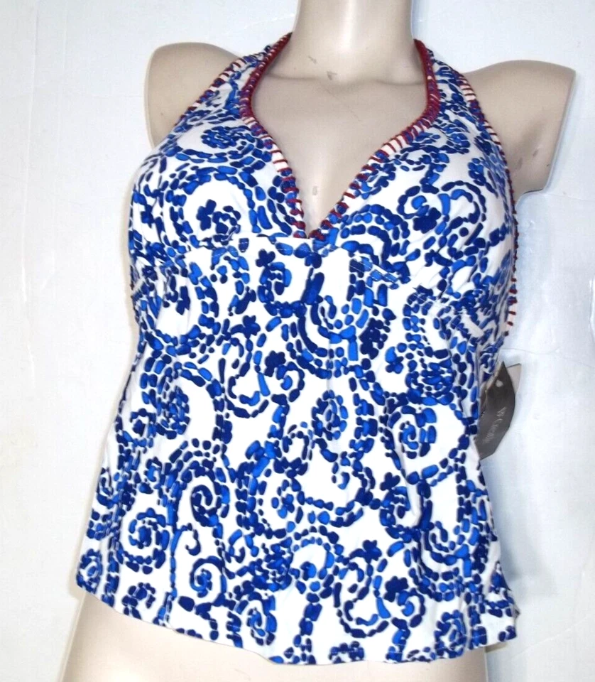 NOVO TRAJE DE BANHO BE CREATIVE TAMANHO 12 SAIA TANKINI TOP PARTE INFERIOR SAIA AZUL 2 PEÇAS - Imagem 3 de 4