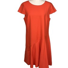 J. Crew Orange Dress Women 12 Orange Fit & Flare Tiered Classic Party Wool  NWT