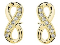 Damen Unendlichkeit Ohrstecker Zirkonia Ohrringe 925 Silber Gelbgold Vergoldet