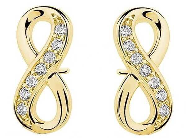 Damen Unendlichkeit Ohrstecker Zirkonia Ohrringe 925 Silber Gelbgold Vergoldet-image