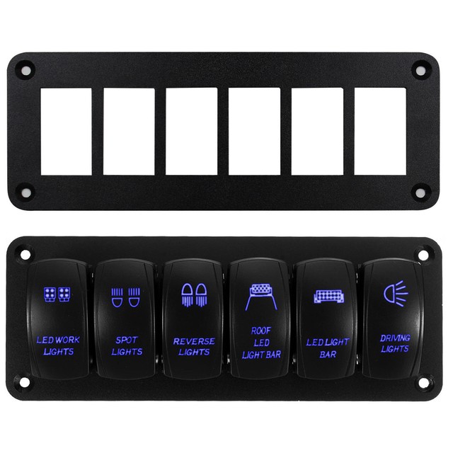 6 Gang Rocker Toggle Switch Panel Circuit Breaker Waterproof for Car