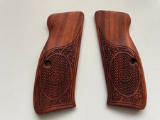New Art wood Decorate Grip For CZ-75/85 Full Size checker logo #No.2