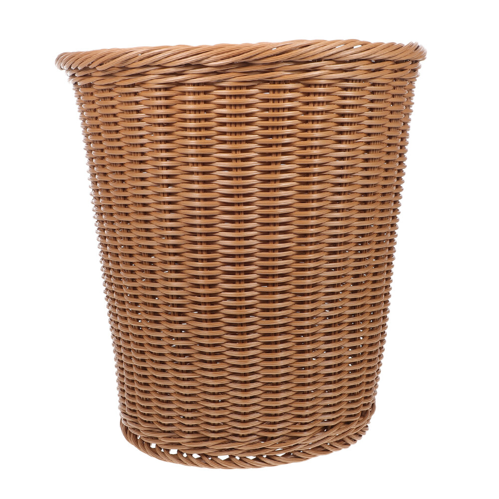 Pet Rattan-like Waste Paper Basket Study Room Trash Can Office