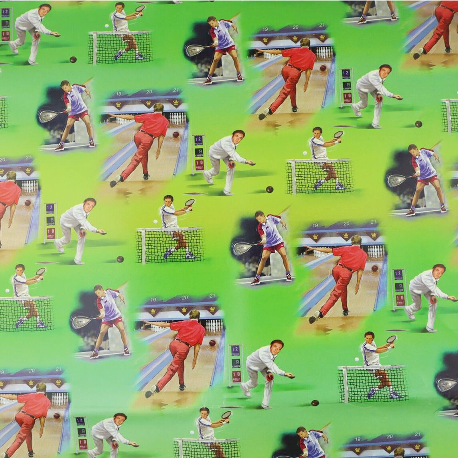Wrapping Paper Father's Day Retro Men's Bowling Bowls Tennis - 2 Sheets 2 Tags