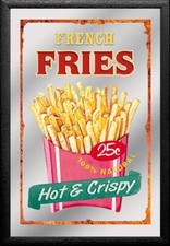Pommes Frites Fries Spiegel Mirror Wandspiegel Bar Kneipe Restaurant