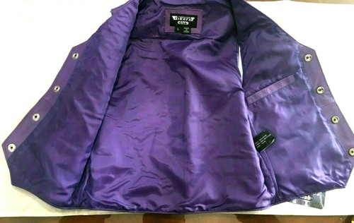 GIRLS TODDLER KIDS SOFT PURPLE BIKER MOTORCYCLE WESTERN LEATHER VEST LARGE - Picture 3 of 4