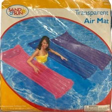 Vintage Vinyl Transparent Air Mat For Adults 6 Ft x 27 In By Sand N Sun New