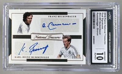 Beckenbauer Rummenigge 2018 National Treasures Bronze Dual Auto 9/15 CGC 10/9