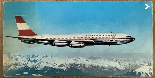 AUSTRIAN AIRLINES B707 POSTCARD AIRLINE ISSUE 1960s VINTAGE