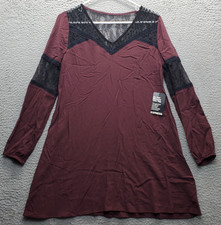 Express Shift Dress Womens Small Multi Lace Trim Detail Balloon Sleeve V-Neck