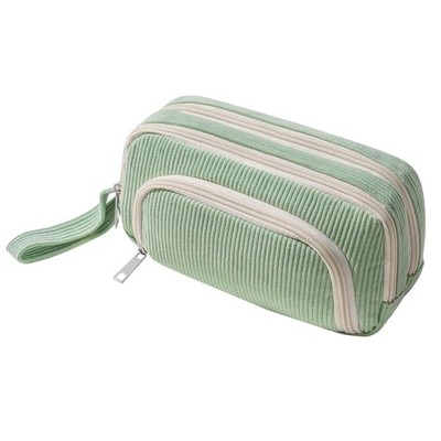 Mädchen Federmäppchen Cordstoff Reißverschluss Schule Büro Groß 22x8x12cm