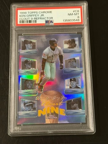 1998 Topps Chrome Clout 9 Refractor #C8 Ken Griffey Jr Mariners HOF PSA 8