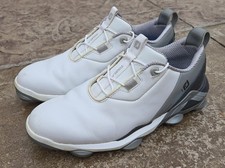 FootJoy Tour Alpha Golf Shoes White Gray Men's 9 Spiked Leather 55506 Waterproof
