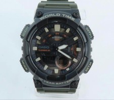 Casio World Time Watch Dark Green Wristwatch Authentic Timepiece Genuine