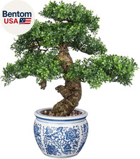 "Planta bonsai árbol bonsai falsa 17"" de alto árboles bonsai artificiales con azul y blanco"