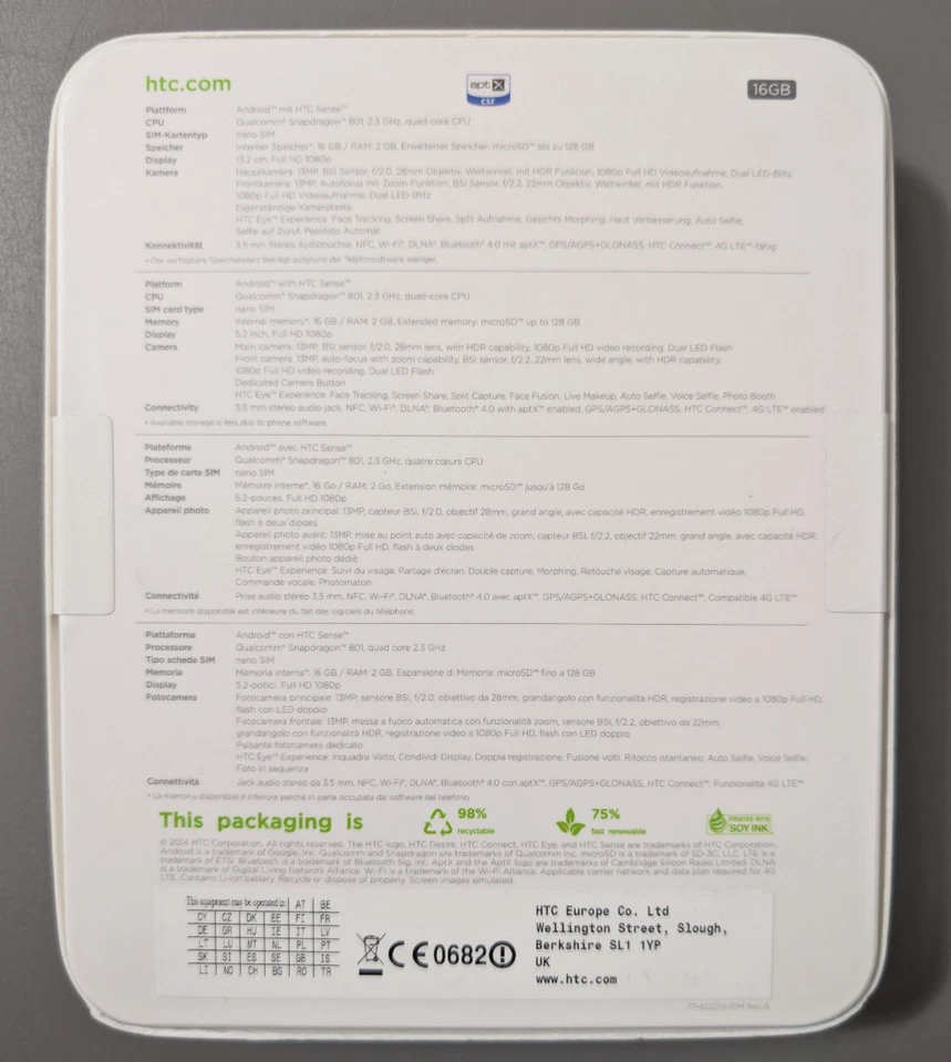 HTC Desire EYE Smartphone /Handy Unbenutzt! mit OVP - Bild 2 von 4