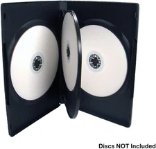 25 Pack  Standard 14Mm Black Quad 4 Disc DVD Cases with Double Sided Flip Tra...
