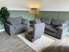 Grey Fabric Sofa, Armchair, and Footstool Set - DELIVERY AVAILABLE