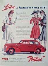 1940 Vintage Pontiac Special 6-door Tourinng Sedan Red Car Print Ad