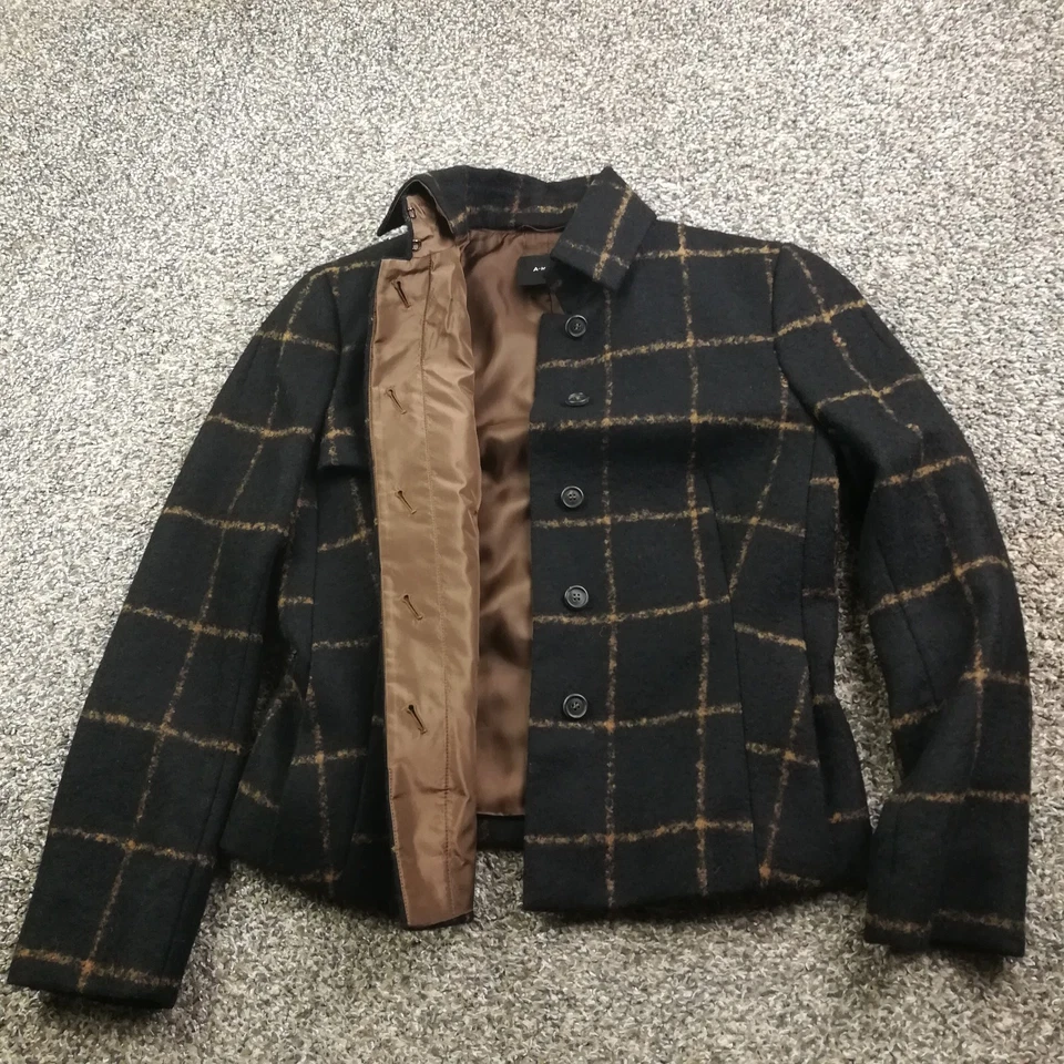 Akris Jacket Alpaca Blend Windowpane Plaid Black Brown US 6 Made in Switzerland - Image 3 of 4