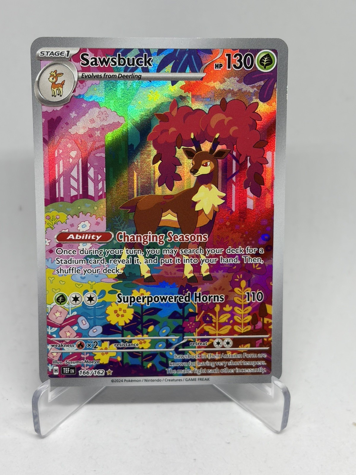 Pokemon Card - Sawsbuck Temporal Forces 166/162 Holo Illustration Rare