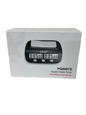 LEAP PQ9907S Digital Chess Clock Timer w/ Delay & Bonus, Black/White