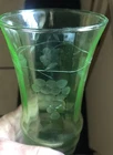 Vintage Tiffin #15024 Green Depression Vaseline Glass Grape Etched Tumbler Glows