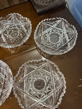 Crystal Glass Ruffle Rim Star Sawtooth Edge Bowl Candy Dish 5” Lot Of 5 GL