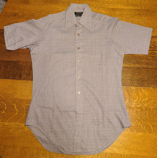 Vintage Sears Stretch Men's Store Shirt Medium Gray 70s Big Collar Perma Prest