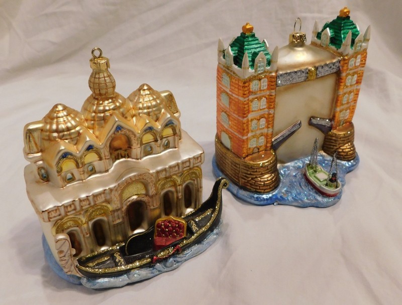 Landmark Creation Christmas Ornaments Glass London Tower Bridge Venice Basilica 