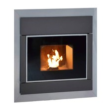 Inserto pellet canalizzato LAMINOX EOLO AIR 12kW in acciaio maniglia a scomparsa