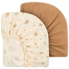 Muslin Crib Sheets for Boys Girls 100 Cotton Neutral Boho Baby 2 Pack Fitted...