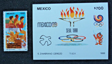 MEXICO -  Block und Marke Olympische Spiele Seoul  1988 (Mi.Nr. 2091 & Nr. 35)**