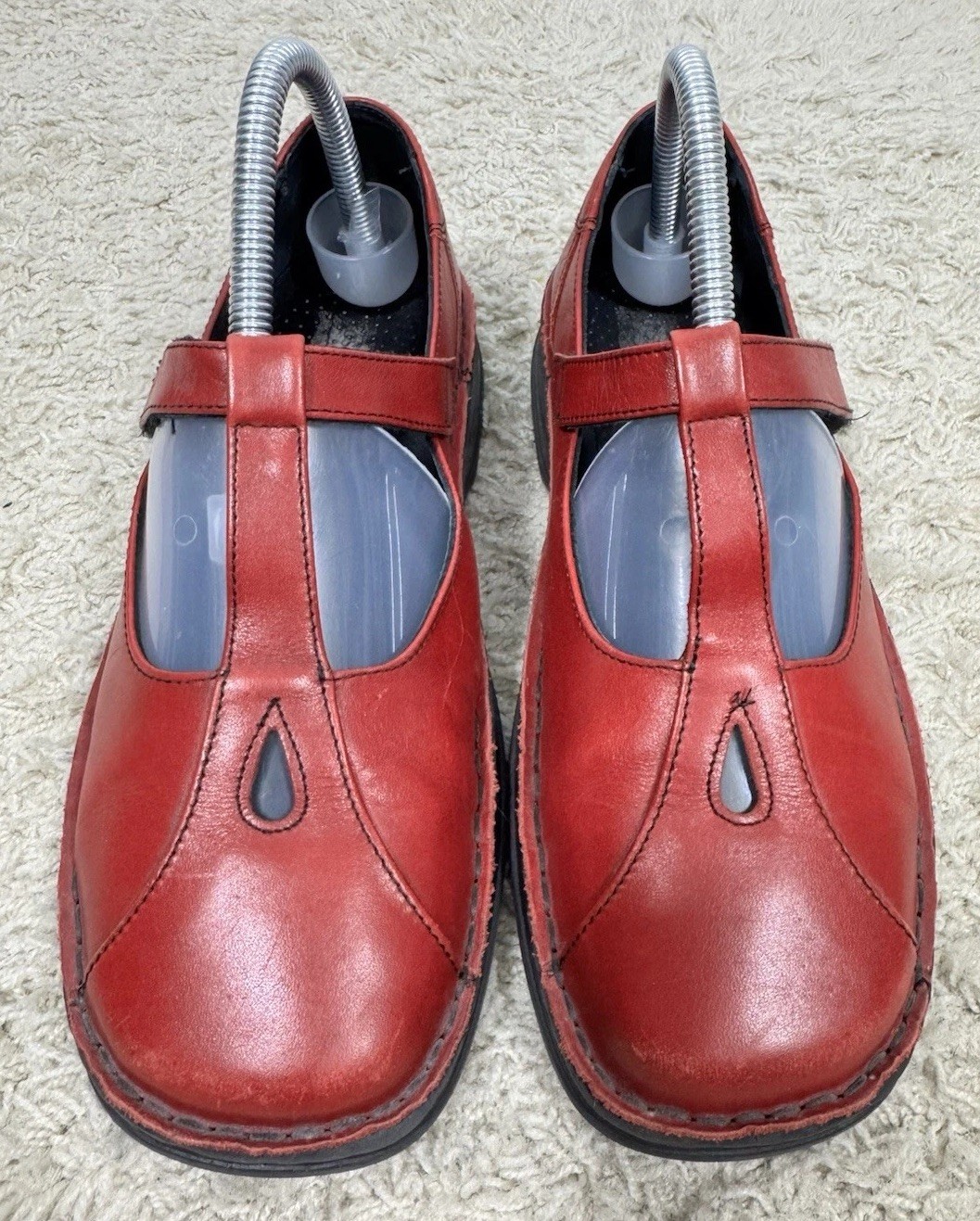 Josef Seibel Red Leather Mary Jane T Strap Shoes EU 40 US 9.5 Whimsigoth