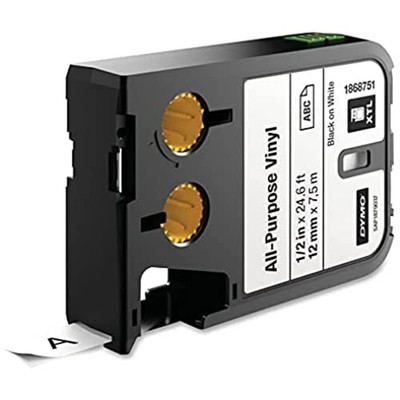 DYMO XTL Allzweck-Vinyletikett   12 mm x 7 m   Schwarz auf Weiß Schwarz auf Wei?