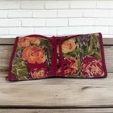 Jafra Hanging Cosmetic Toiletries Travel Organizer Bag Folding Floral 17x9”