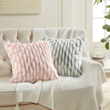 Feathery Faux Fur Throw Pillow Covers Luxury Soft Decorative Plush Cushion Case