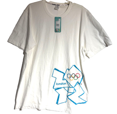 ~Size XXL~ Men's 2012 London Olympics White T-Shirt w/Multicolor Graphic Addias