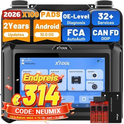 XTOOL X100PADS KFZ OBD2 Diagnosegerät IMMO Key Programmer ALLE System ECU Coding