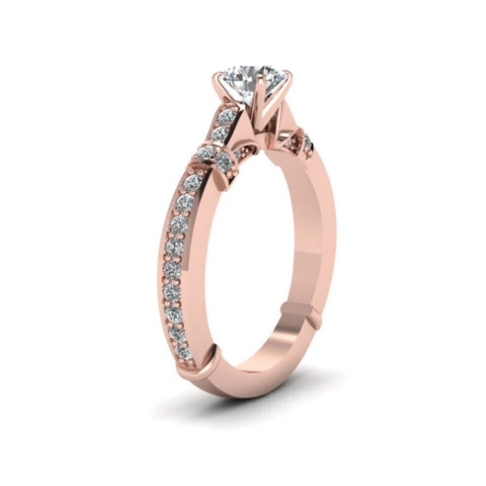 18k Rose Gold Ring GIA IGI Certified Natural Diamond Round 0.80 Ct Sizes 5 6 7 8 - Image 3 of 4