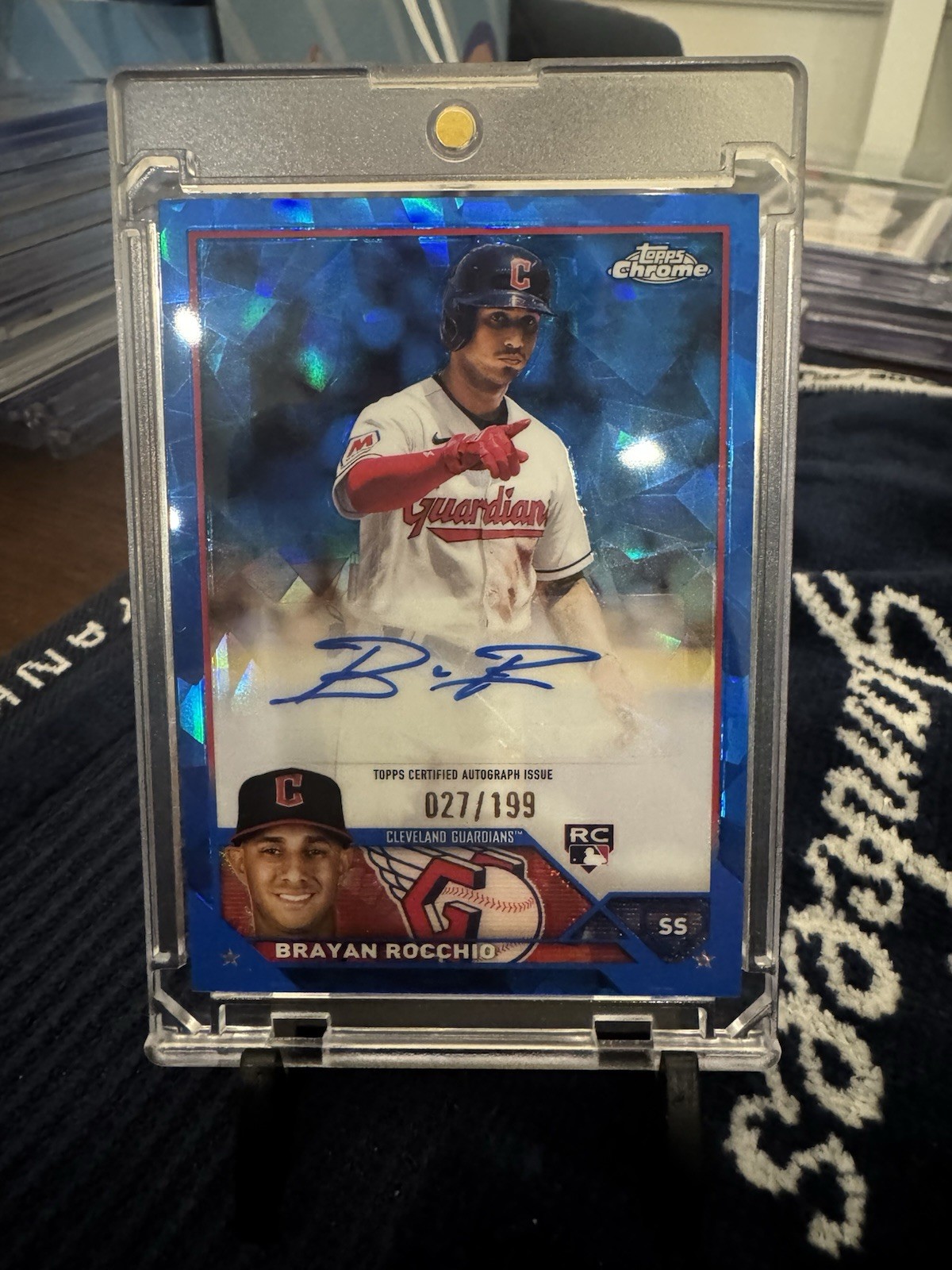 Brayan Rocchio 2023 Topps Chrome Update Sapphire Edition Rookie Auto /199 USA-BR