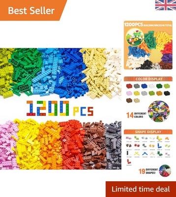 1200-teiliges klassisches Bausteine-Set - Mehrfarbig kreatives Konstruktionsspielzeug...
